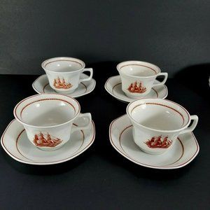 Wedgwood Flying Cloud Rust Cup Saucer 4 Sets
